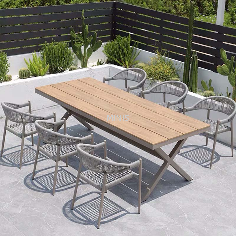 Divano moderno impermeabile da giardino in legno di teak resistente e impermeabile