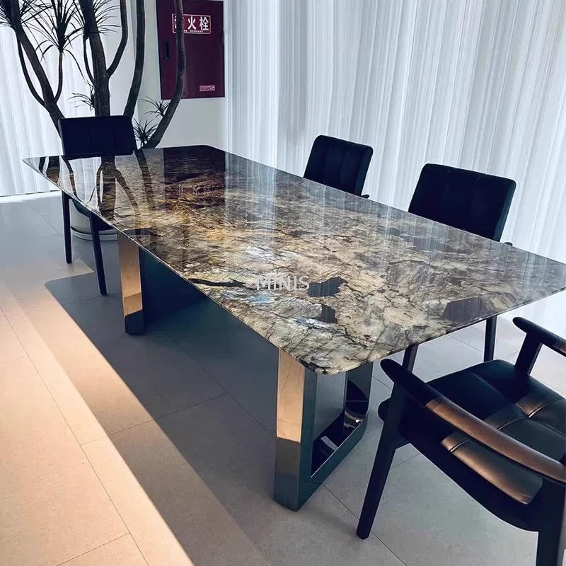 Sala da pranzo in porcellana in marmo naturale tavolo da pranzo rettangolare