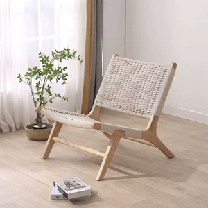 Mobili da giardino per esterni in corda intrecciata, robusta sedia in legno