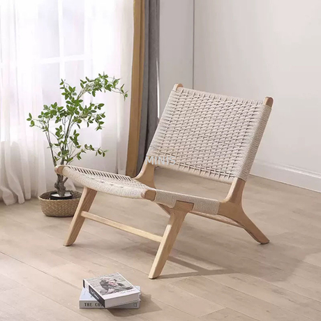 Mobili da giardino per esterni in corda intrecciata, robusta sedia in legno