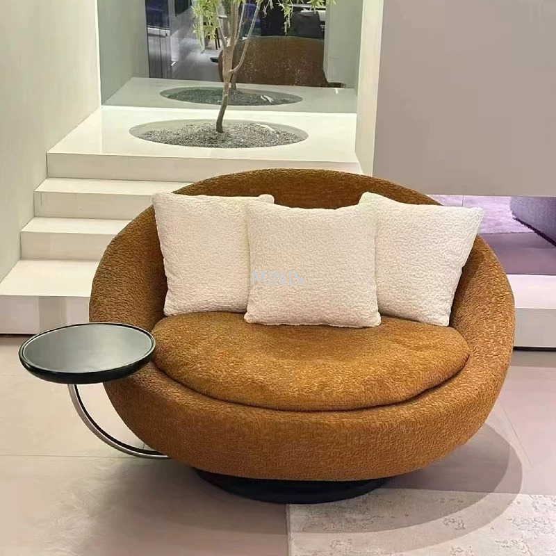 Poltrona da divano girevole rotonda per soggiorno in Italia con vassoio