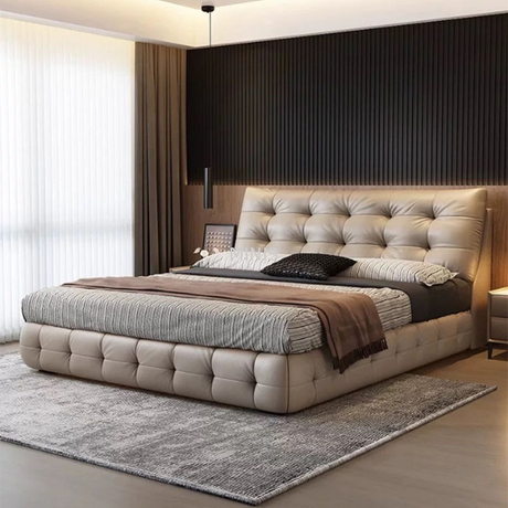 Mobili per camera da letto moderno comodo letto in pelle autentica