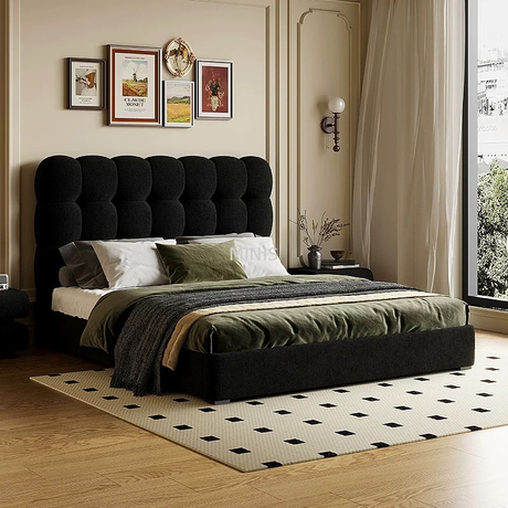 Mobili per camera da letto comodo letto di velluto nero/letto matrimoniale 