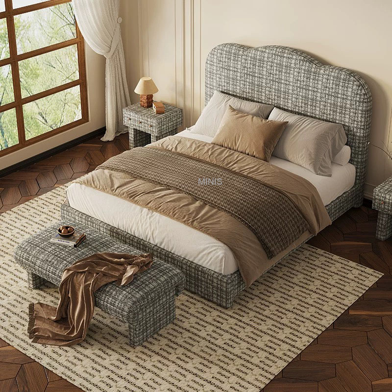 Mobili vintage per camera da letto cornice in legno buon letto in velluto verde