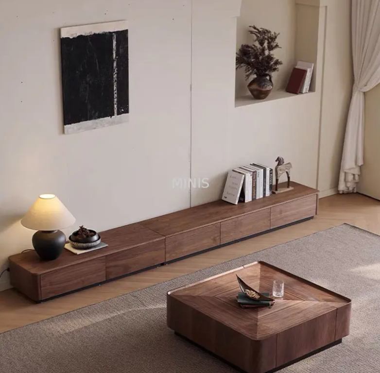 Lounge soggiorno sqaure tavolino in legno con cassetti 