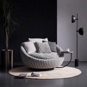 Poltrona da divano girevole rotonda per soggiorno in Italia con vassoio