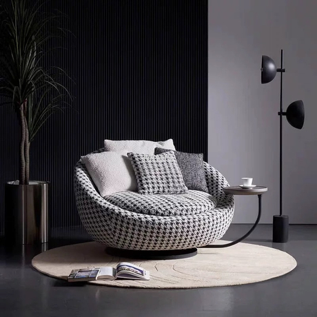 Poltrona da divano girevole rotonda per soggiorno in Italia con vassoio