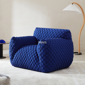 Soggiorno o camera da letto comoda sedia singola in tessuto blu