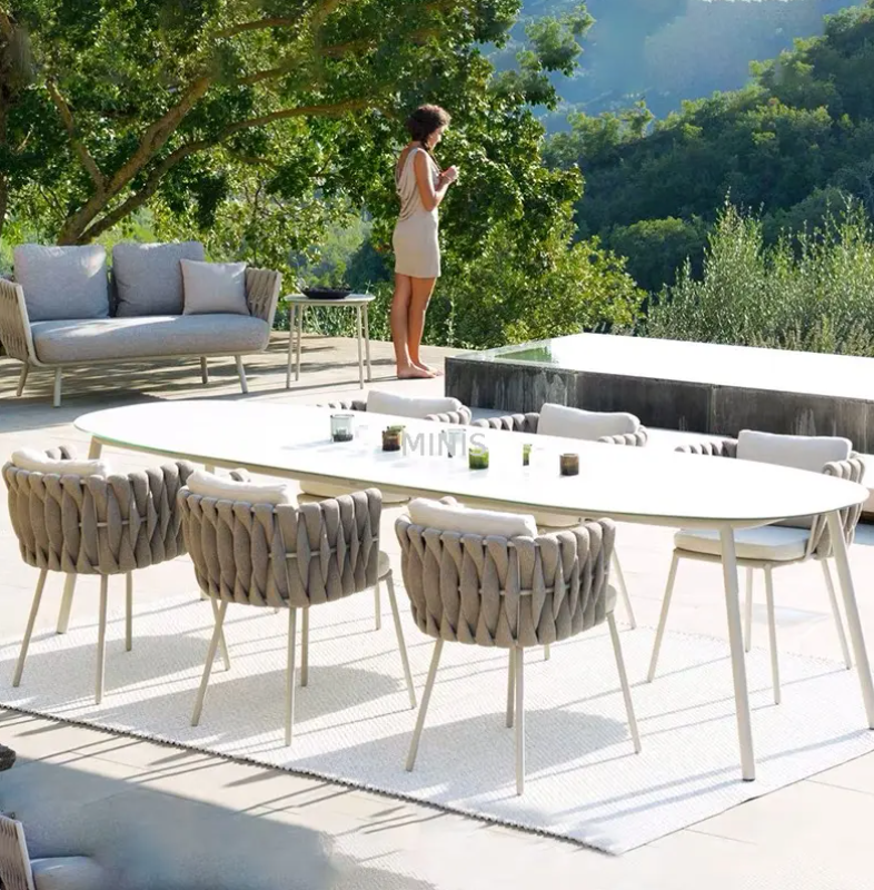 Ristorante giardino esterno grande sedia da pranzo da pranzo bianco