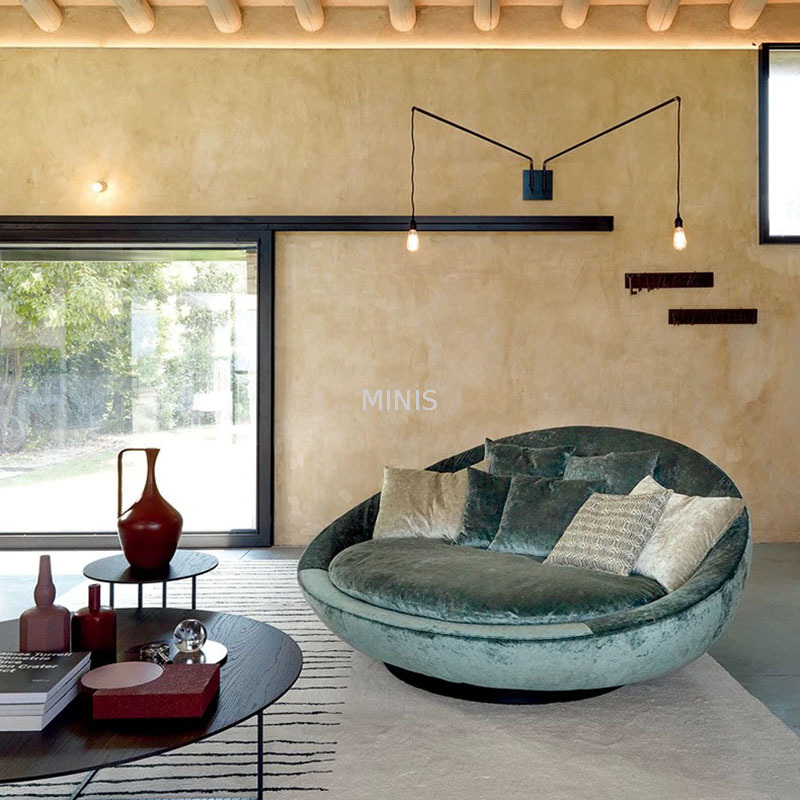 Poltrona da divano girevole rotonda per soggiorno in Italia con vassoio