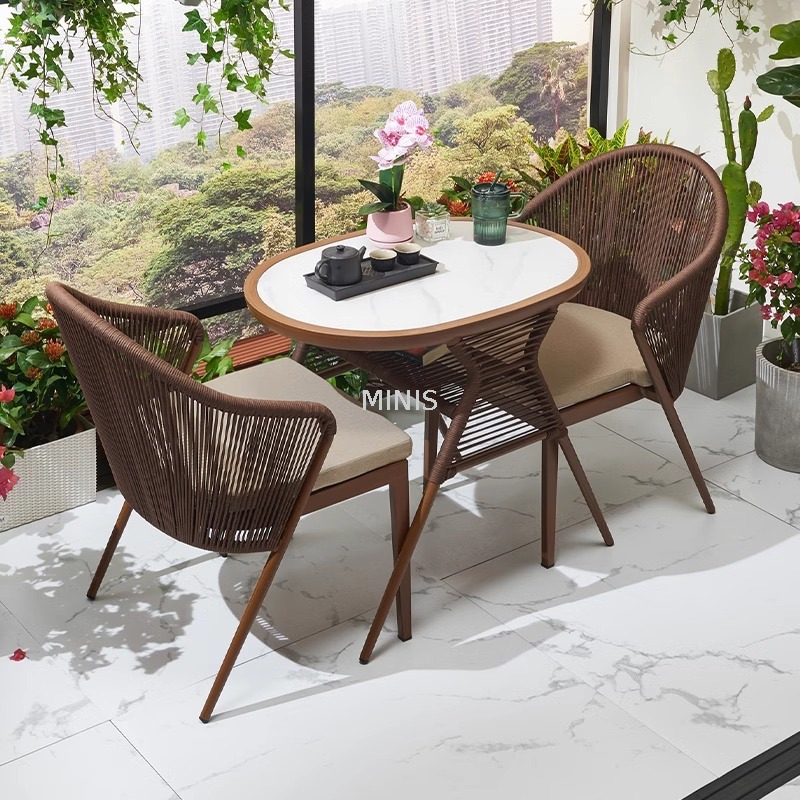 Tavolo da pranzo per balcone da giardino esterno e sedie salvaspazio