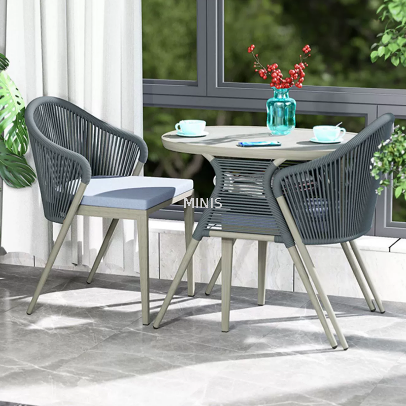 Tavolo da pranzo per balcone da giardino esterno e sedie salvaspazio