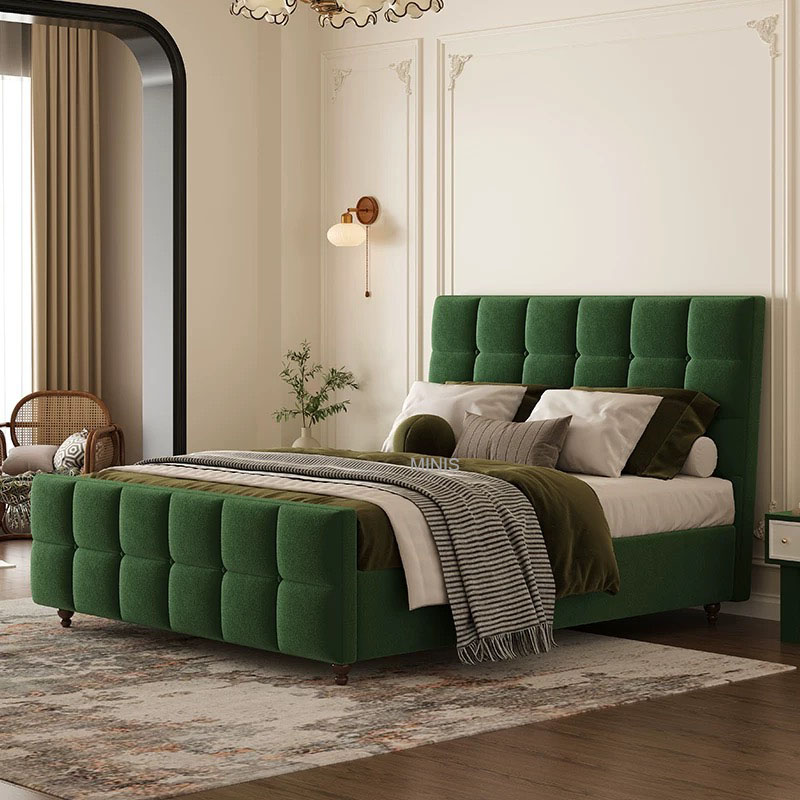 Mobili vintage per camera da letto cornice in legno buon letto in velluto verde