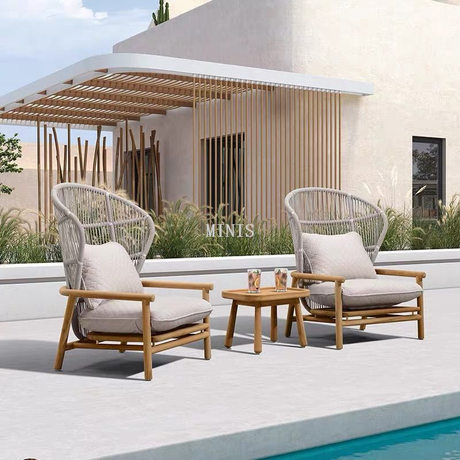 Cina Sedia da giardino confortevole per esterni in legno resistente con schienale alto