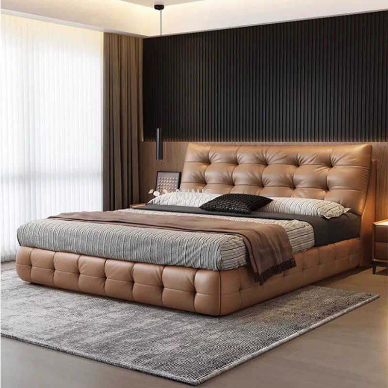 Mobili per camera da letto moderno comodo letto in pelle autentica