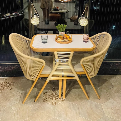 Tavolo da pranzo per balcone da giardino esterno e sedie salvaspazio