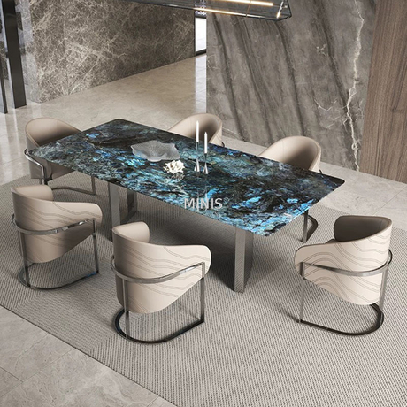 Sala da pranzo in porcellana in marmo naturale tavolo da pranzo rettangolare