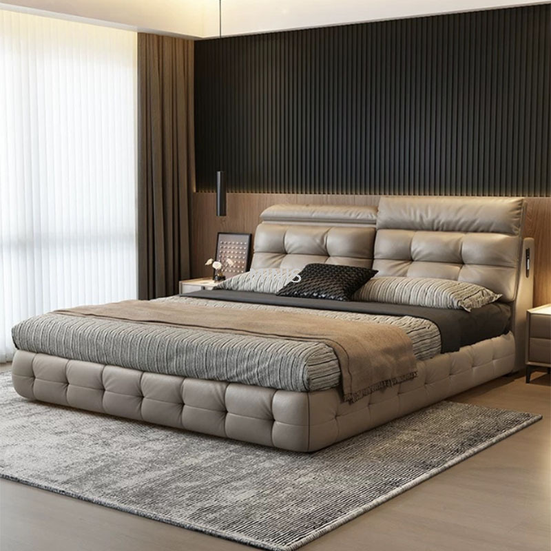 Mobili per camera da letto moderno comodo letto in pelle autentica