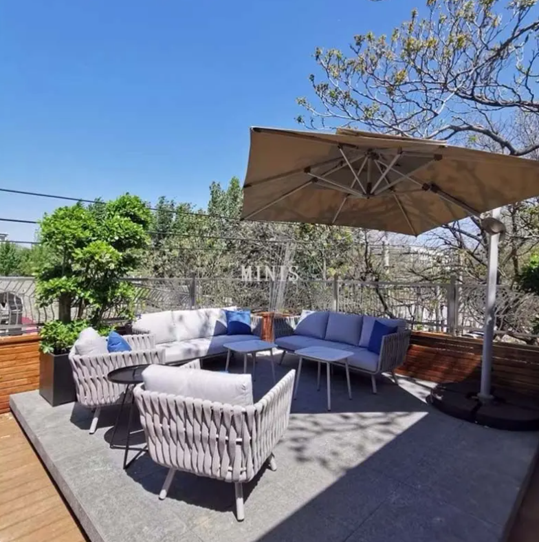 Moderna corda impermeabile da giardino esterno comodo divano 