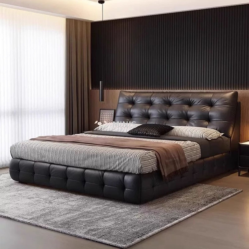 Mobili per camera da letto moderno comodo letto in pelle autentica
