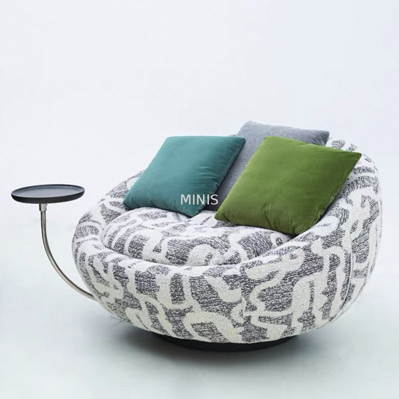 Poltrona da divano girevole rotonda per soggiorno in Italia con vassoio