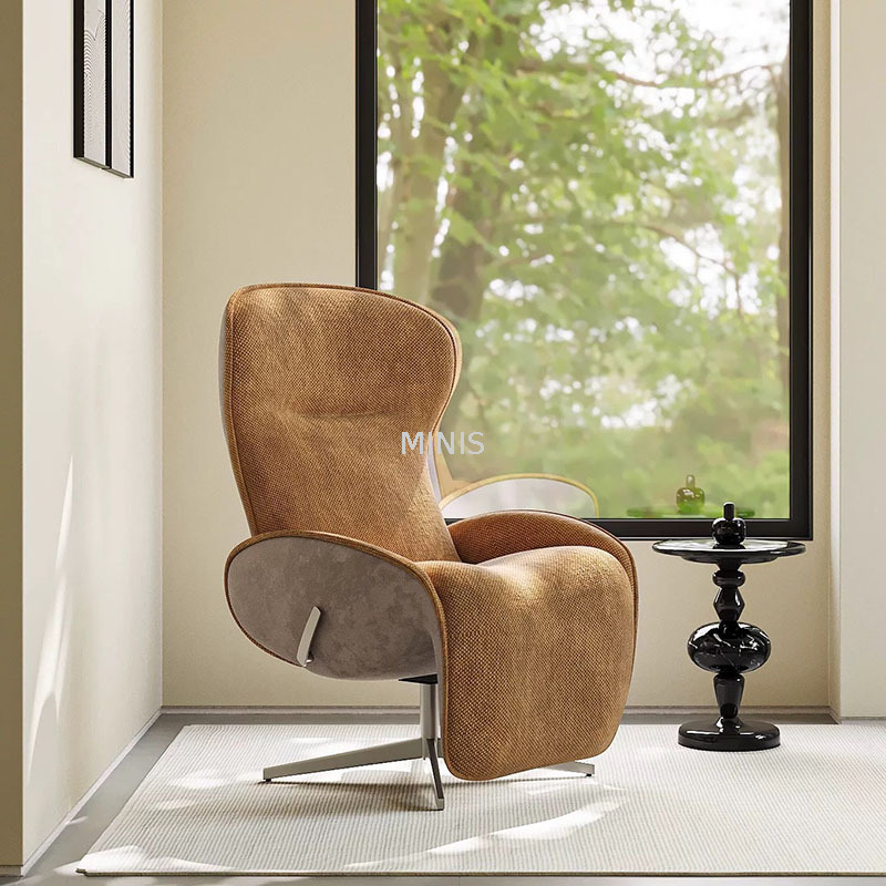 Buona sedia reclinabile rotante in tessuto con poggiapiedi retrattile