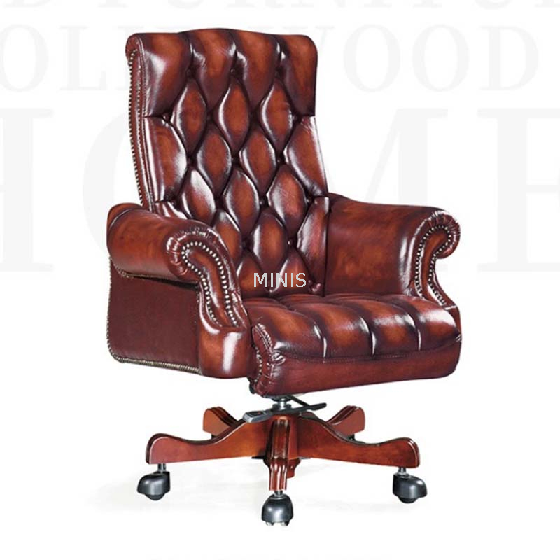 Sedia direzionale in pelle di mucca per ufficio Big Boss Furniture