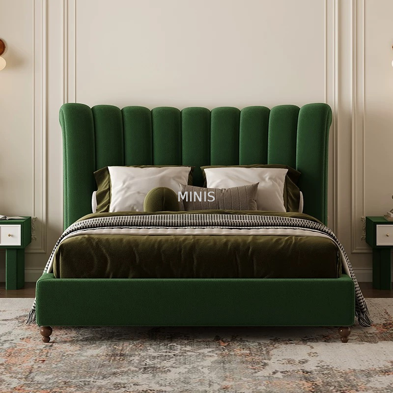 Mobili vintage per camera da letto cornice in legno buon letto in velluto verde