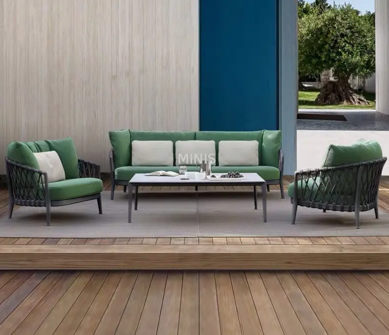 Giardino esterno corda moderna metallo impermeabile divano durevole