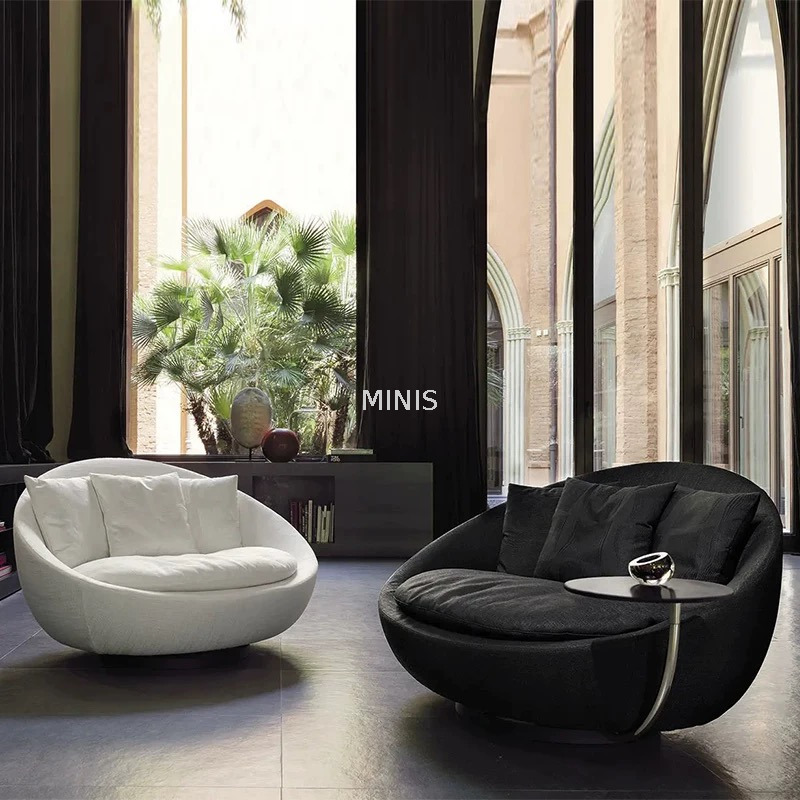 Poltrona da divano girevole rotonda per soggiorno in Italia con vassoio